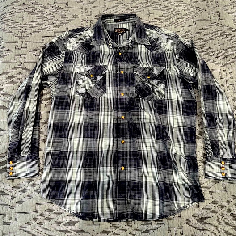 Men’s Pendleton Frontier Shirt Navy/Teal Medium